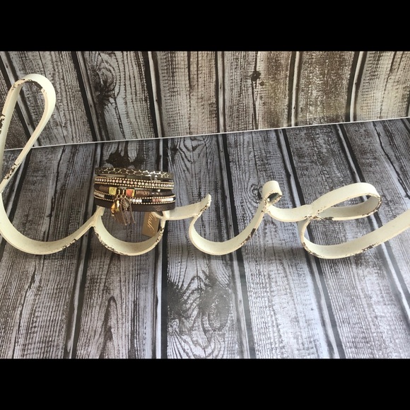 Boho Faux leather bracelet with rhinestones Pretty - Picture 2 of 4